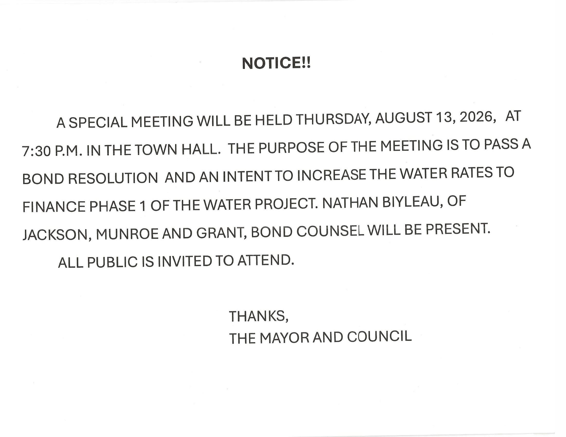 special meeting notice